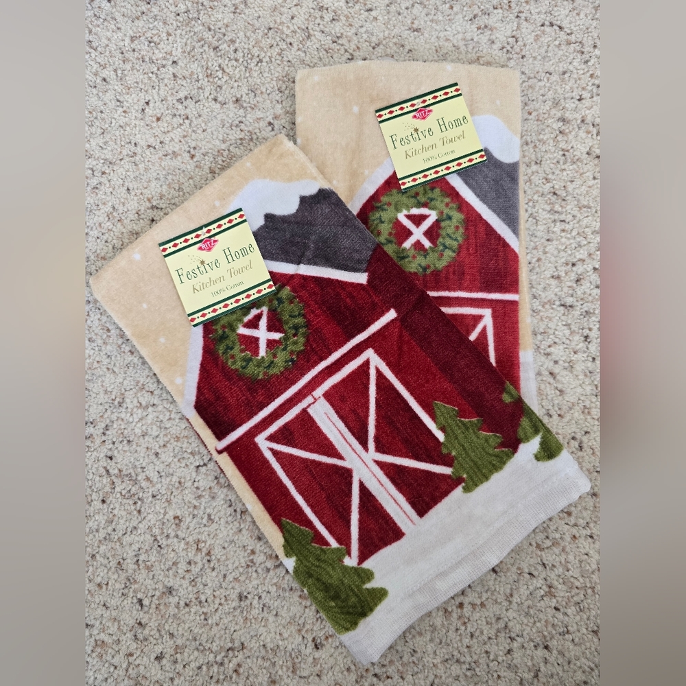 🎅Red and Green Winter Kitchen Towels